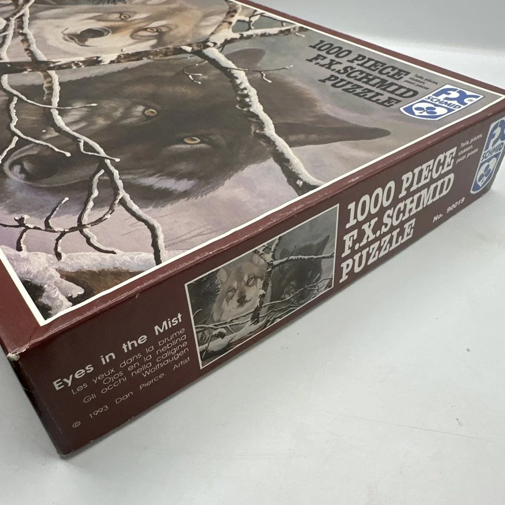 Eyes In Mist Jigsaw Puzzle 1000 F.X. Schmid 1993 Wolves Snow Animal Winter‎ New